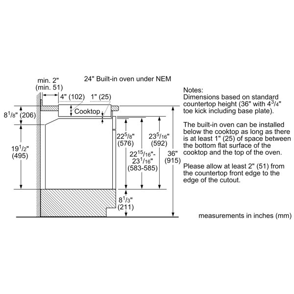 Bosch 500 Series 24'' True European Convection Electric Single Wall